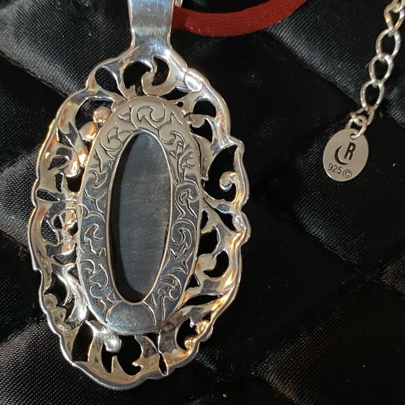 Vintage Carolyn Pollack Black Onyx Mosaic Inlay Necklace & Earring Set - Picture 7 of 9